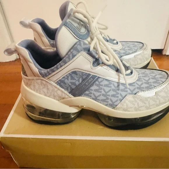 Michael Kors Women's Sneakers in Light Blue and Beige - Picture 2 of 14